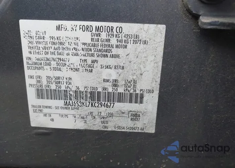2019 Ford Ecosport Titanium from USA, damaged, VIN MAJ6S3KL7KC294677